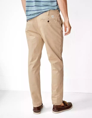 Pantalon American Eagle AE Flex Slim Lived-In Khaki Kaki Clair Homme | TDU-92253986